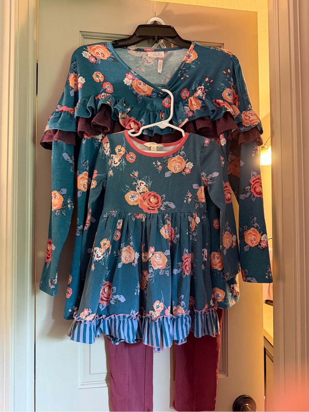 Matilda Jane Girls Teal Floral Ruffle Long-Sleeve Dress